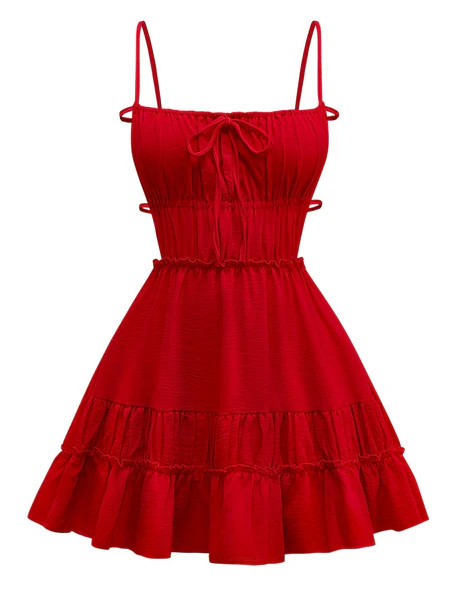 1950s Spaghetti Strap Lace-Up Backless Skater Dress | Retro Stage
