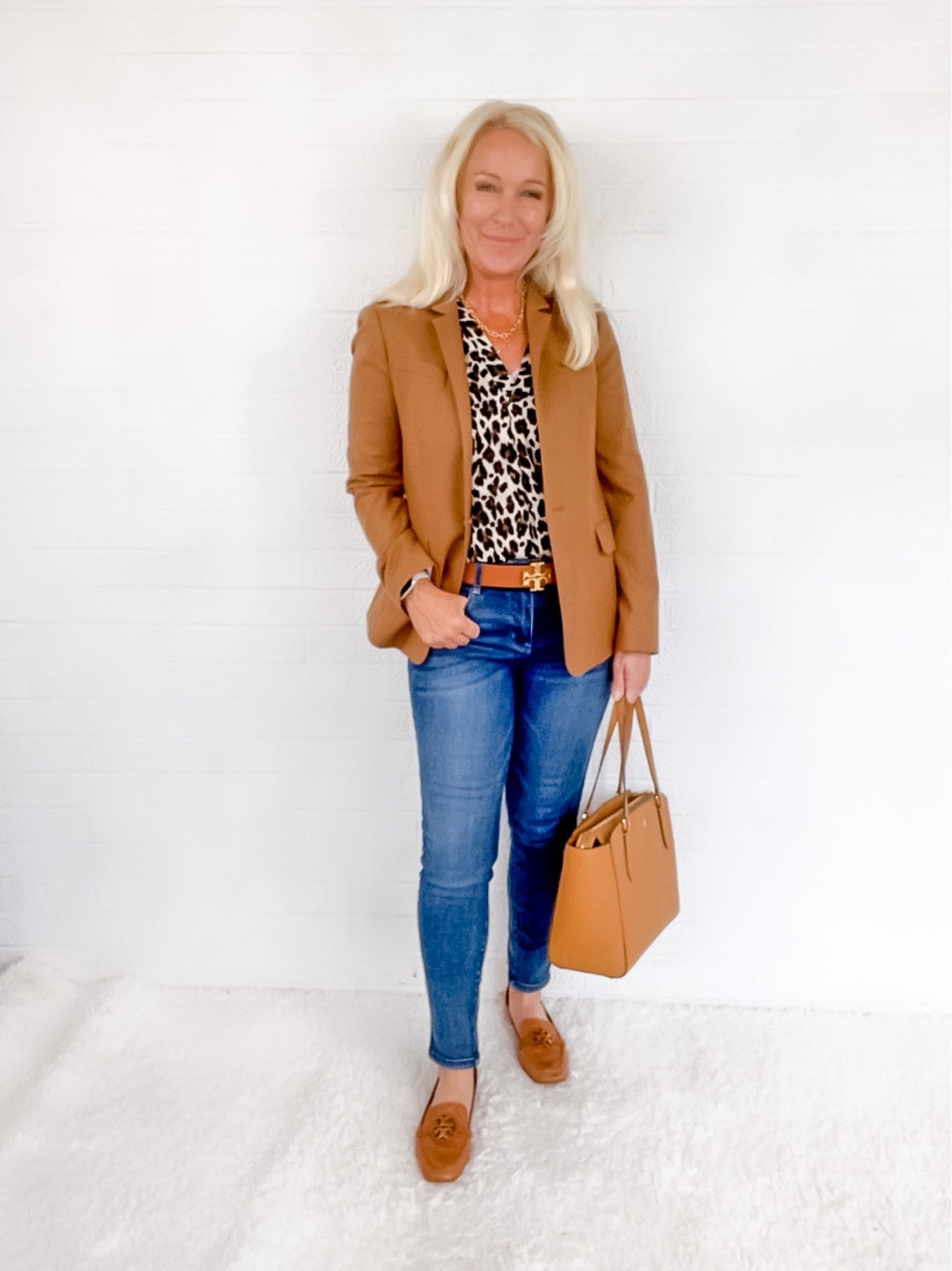 Camel Blazer with Leopard and Jeans. 

Fall Outfit / Smart Casual / Sophisticated Style / Work Wear / Over 40 / Over 50

#LTKitbag #LTKSeasonal #LTKworkwear