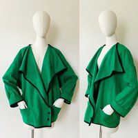 Ungaro Parallele Green Wool Jacket - 8, Designer Vintage, Emerald Coat, Sweater Shacket Blazer | Etsy (US)