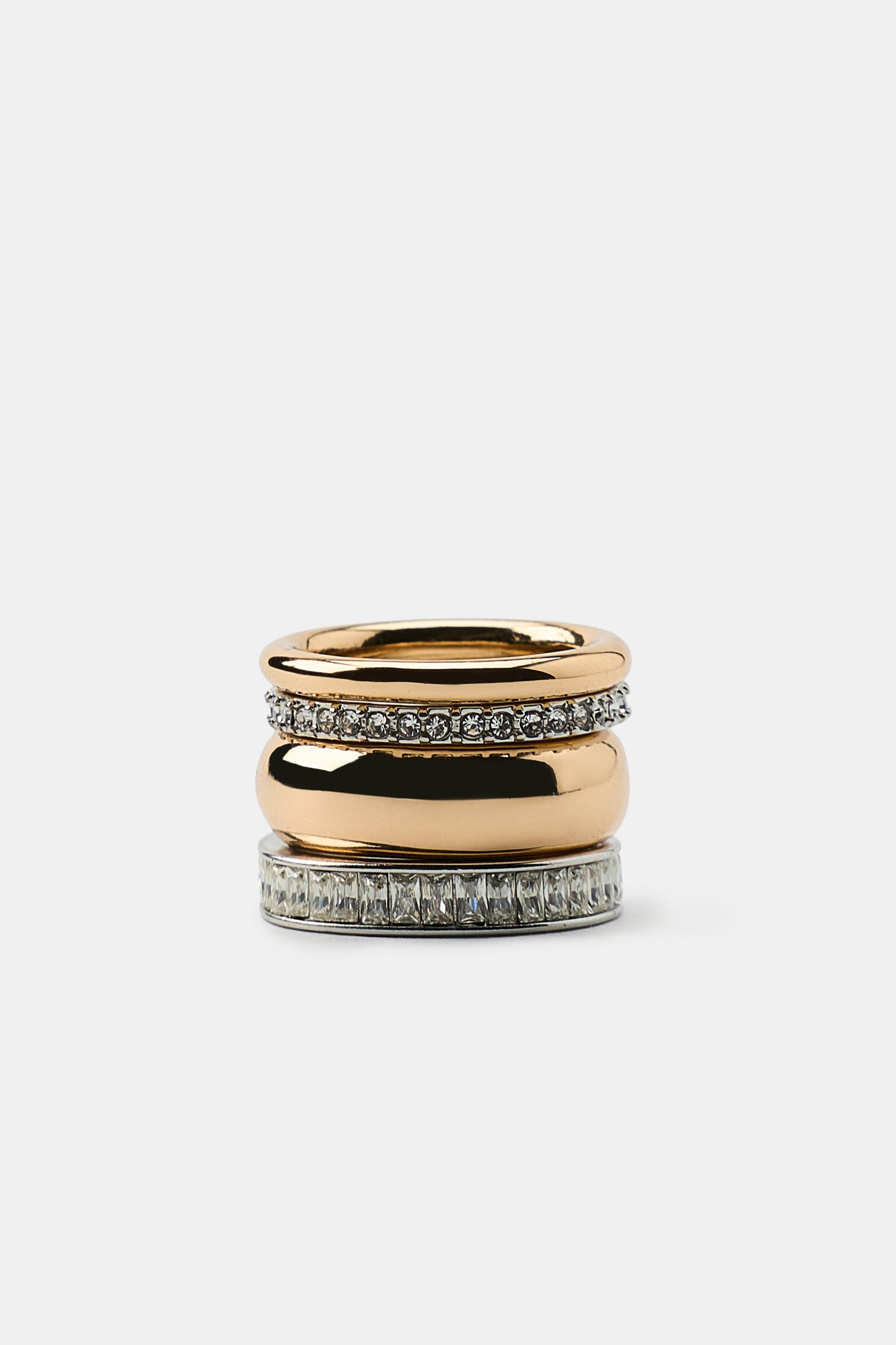 Zara - Rhinestone Pinky Ring Pack - Gold / Silver - 16,5 (Us 16,5) - Woman | Zara US