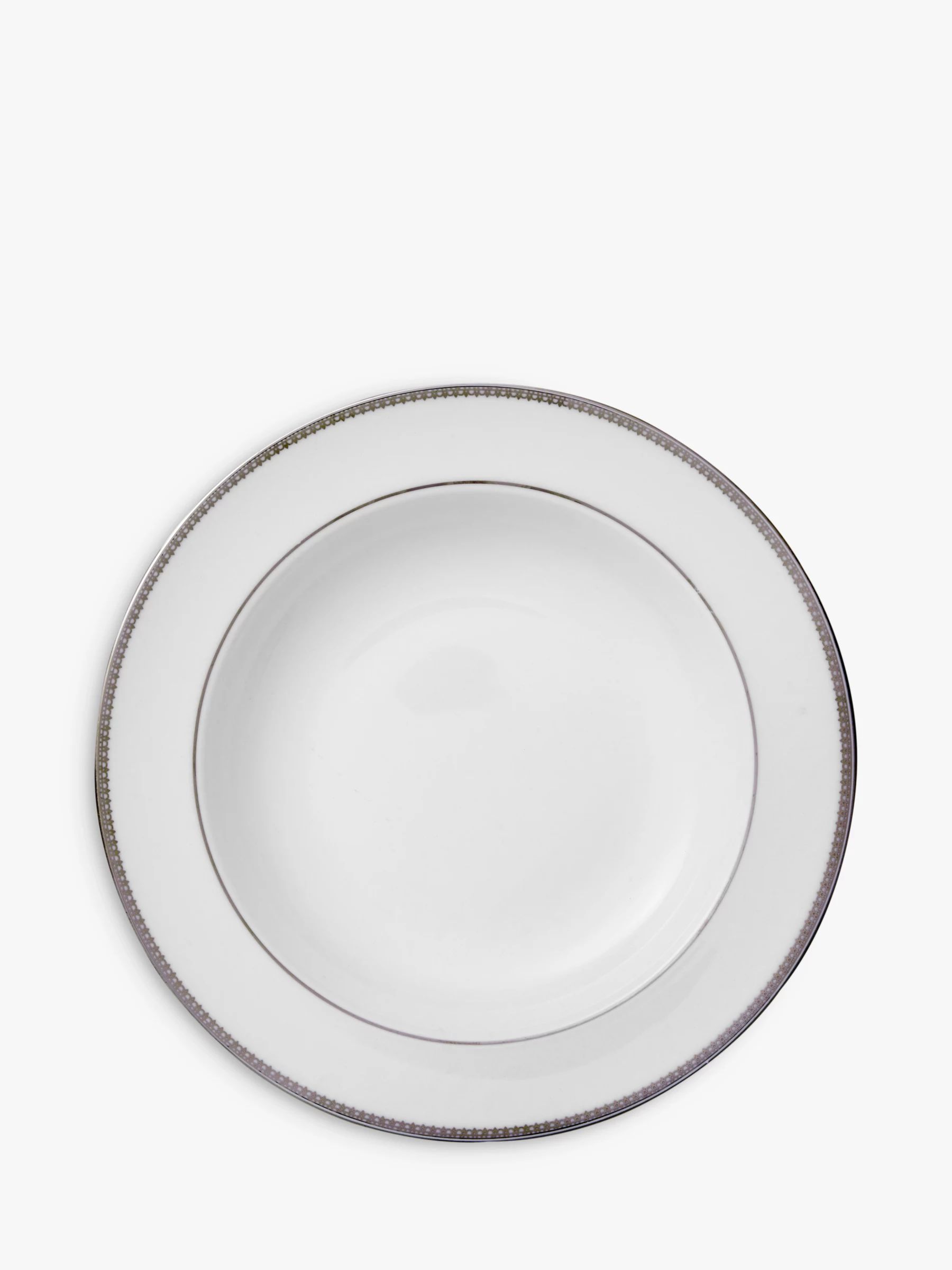 Vera Wang for Wedgwood Lace Platinum 23cm Soup Plate, White | John Lewis (UK)