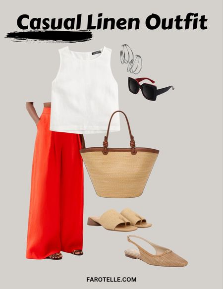 It's linen season! Jazz up your weekends and casual feats with an easy color-blocked look featuring bright pants and a white top. The pants are going fast so don't wait to get yours ❤️ Linen outfits, wife leg pants, Karen Millen, J.Crew, Sam Edelman, Fossil, Amazon fashion

#LTKover40 #LTKstyletip #LTKmidsize