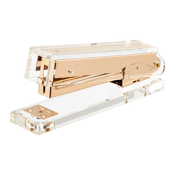 Acrylic Russell — Hazel Stapler Clear & Gold | The Container Store