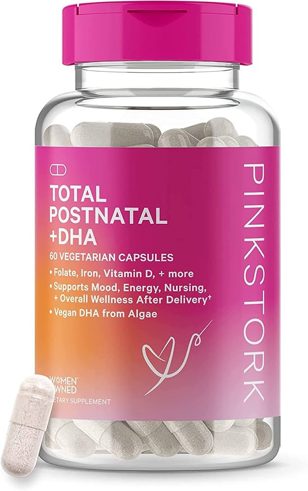 Pink Stork Total Postnatal Vitamin & DHA: Postpartum Multivitamin with Iron, B-Complex, & Folate,... | Amazon (US)