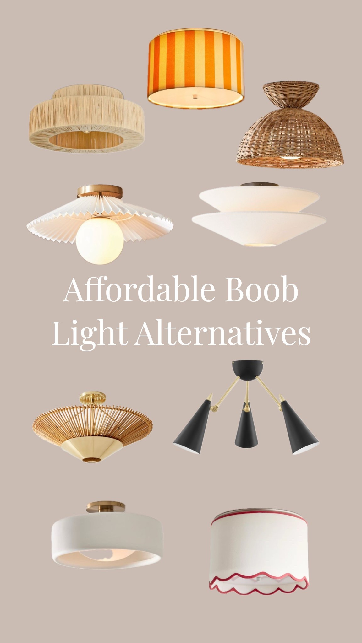 Swapping out a boob light is a small change that can make a HUGE difference in a space - so we rounded up a bunch of boob light alternatives across a wide range of price points and styles :) #lighting #homedecor #design