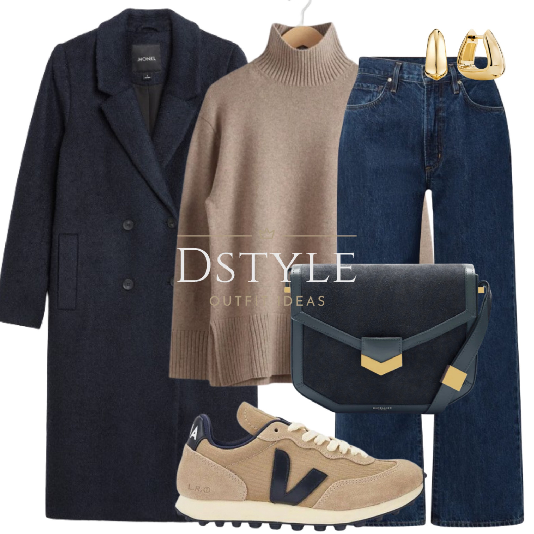 Elevate your winter style: Mole oversized merino turtleneck, dark denim wide-leg jeans, and a chic dark blue wool blend coat. Finish the look with perfectly matching Veja sneakers 'Khaki Navy.' ❄️👟 #WinterChic #VejaStyle

#LTKstyletip #LTKSeasonal #LTKshoecrush