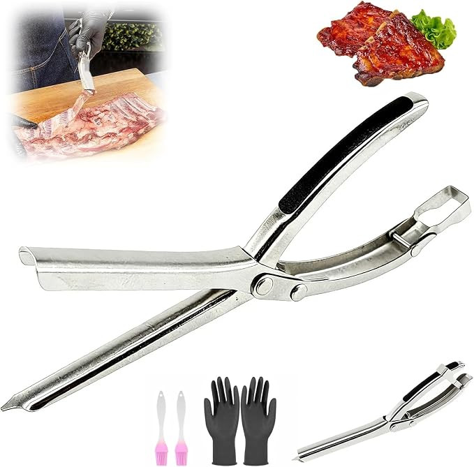 Rib Membrane Removal Tool,Stainless Steel Rib Prep Tool Membrane Remover,BBQ Rib Skinner with Arc... | Amazon (US)