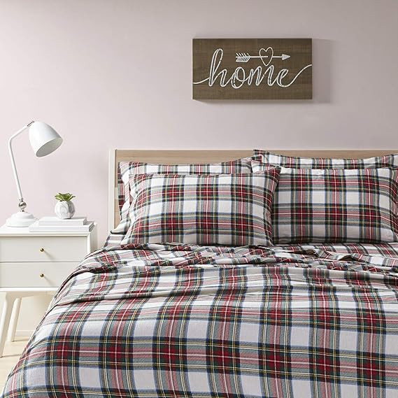 Comfort Spaces Cotton Flannel Breathable Warm Deep Pocket Sheets With Pillow Case Bedding, Twin, ... | Amazon (US)