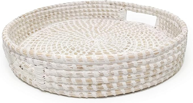 Ann Lee Design Round Serving Seagrass Trays (60% White Washed, Seagrass) | Amazon (US)