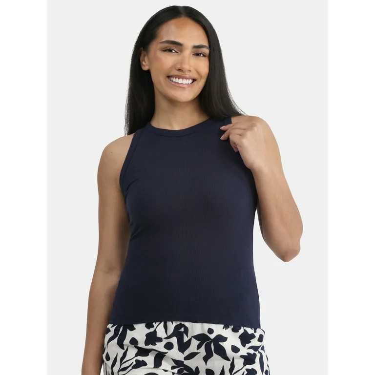 Time and Tru Women's High Neck Ribbed Tank Top, Sizes XS-XXXL | Walmart (US)