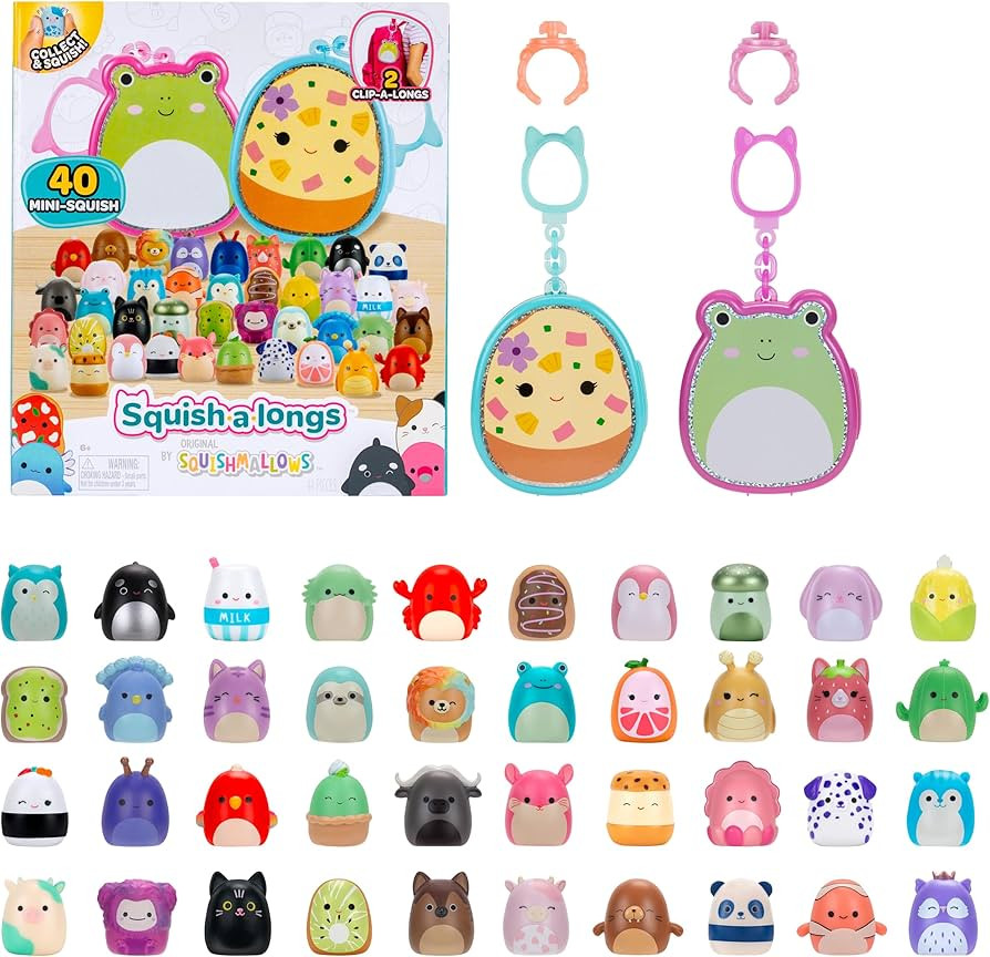 Squish-a-longs Multipack \u2013 Includes 2 Clip-a-Longs and 40 Mini-Squish | Amazon (US)