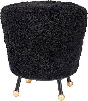 Safavieh Home Collection Oriana Retro Black Sheepskin Ottoman | Amazon (US)