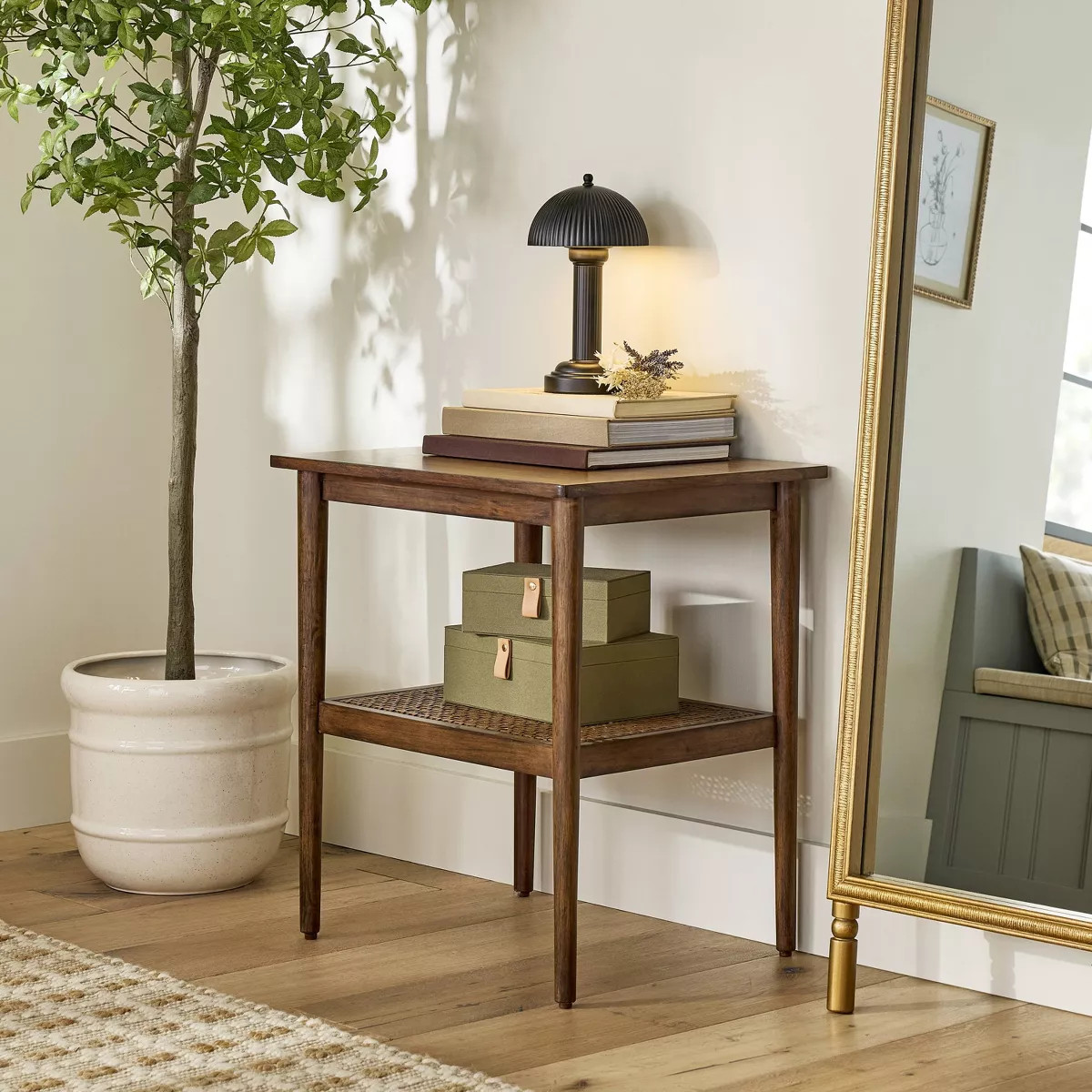 11.5" Fluted Metal Rechargeable Library Table Lamp (Includes LED Light Bulb) - Hearth & Hand™ w... | Target