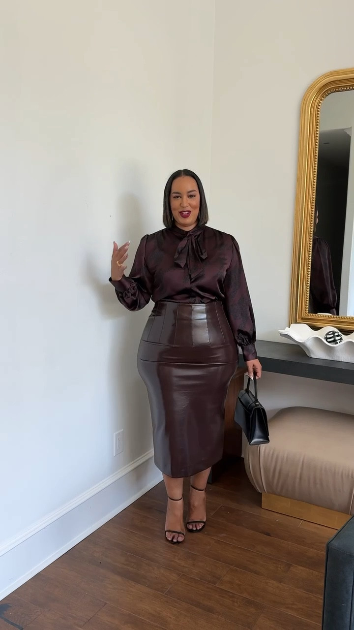 The  faux leather skirt and this blouse is so pretty. Both from jcpenney 

#LTKFindsUnder100 #LTKPlusSize #LTKWorkwear