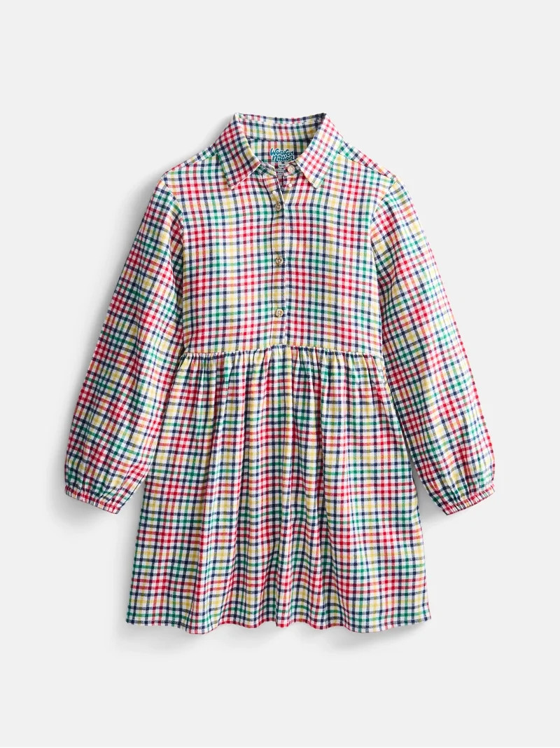 Wonder Nation Girls Cotton Shirt Dress, Sizes XS-XXL | Walmart (US)