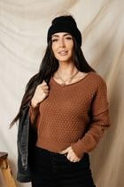 Risa Cropped Sweater in Cognac | Böhme US