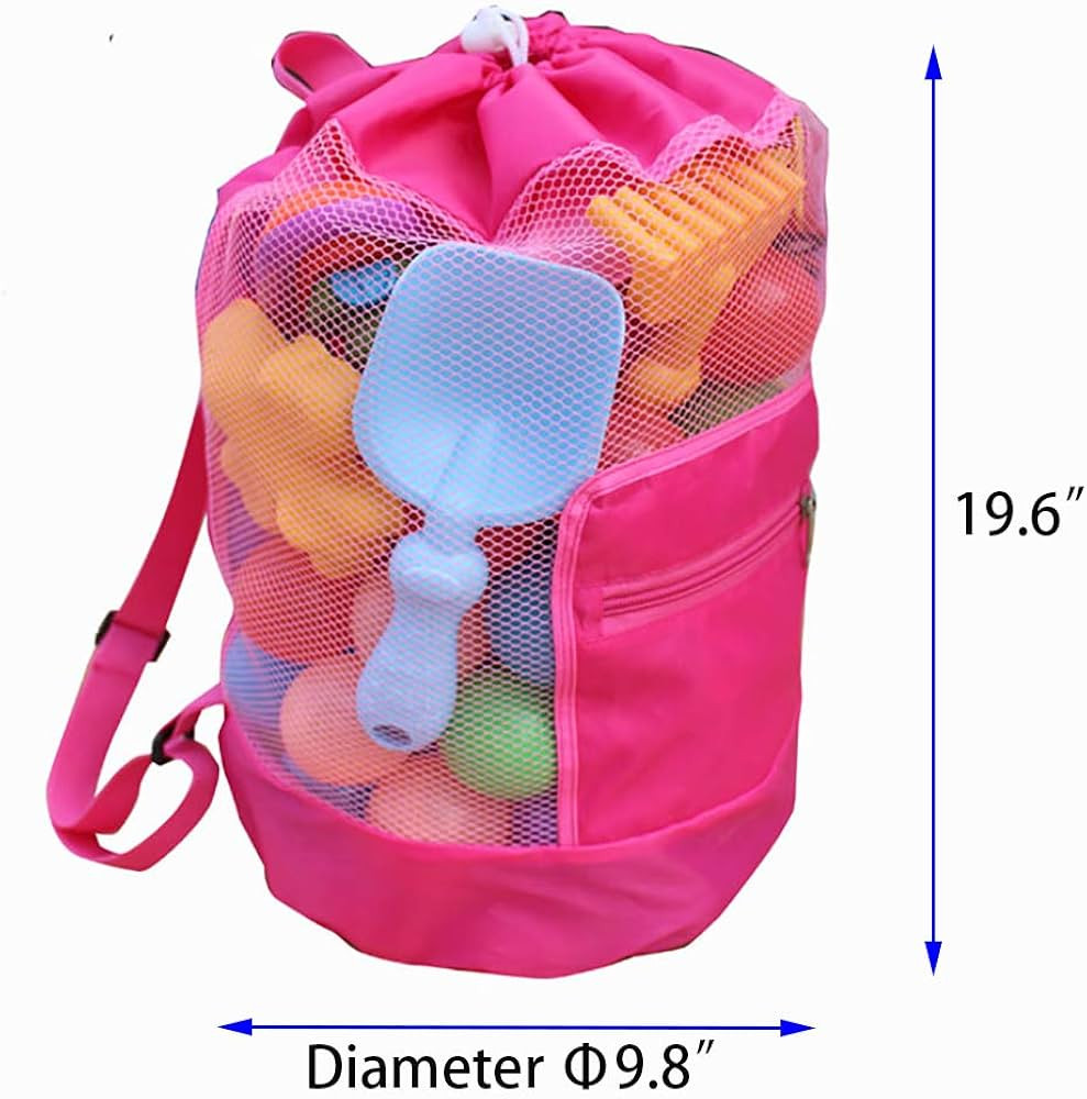 Large Beach Toys Mesh Bag,Adjustable Shoulder Strap, Drawstring, Beach Toy Bag For Children Used ... | Amazon (US)