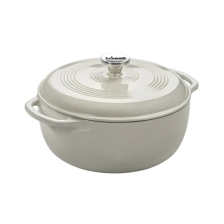 Lodge Cast Iron 6 Quart Enameled Dutch Oven Oyster - Walmart.com | Walmart (US)