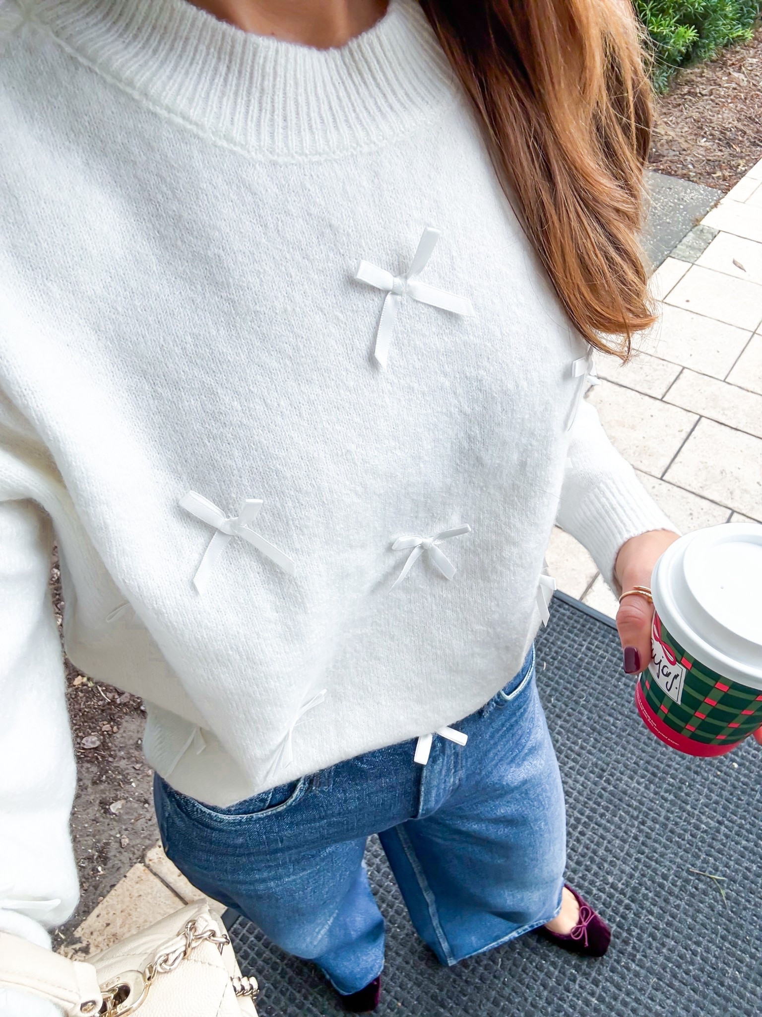 Walmart bow sweater in XXS. Sweatpant jeans in 23 - runs big so size down 1! Rag & Bone Miramar Sofie ankle length pants. Velvet ballet flats - I went up half a size per reviews. Holiday party outfit. Elevated casual. Casual outfit. My #ootd.

#LTKHoliday #LTKootd #LTKPetite