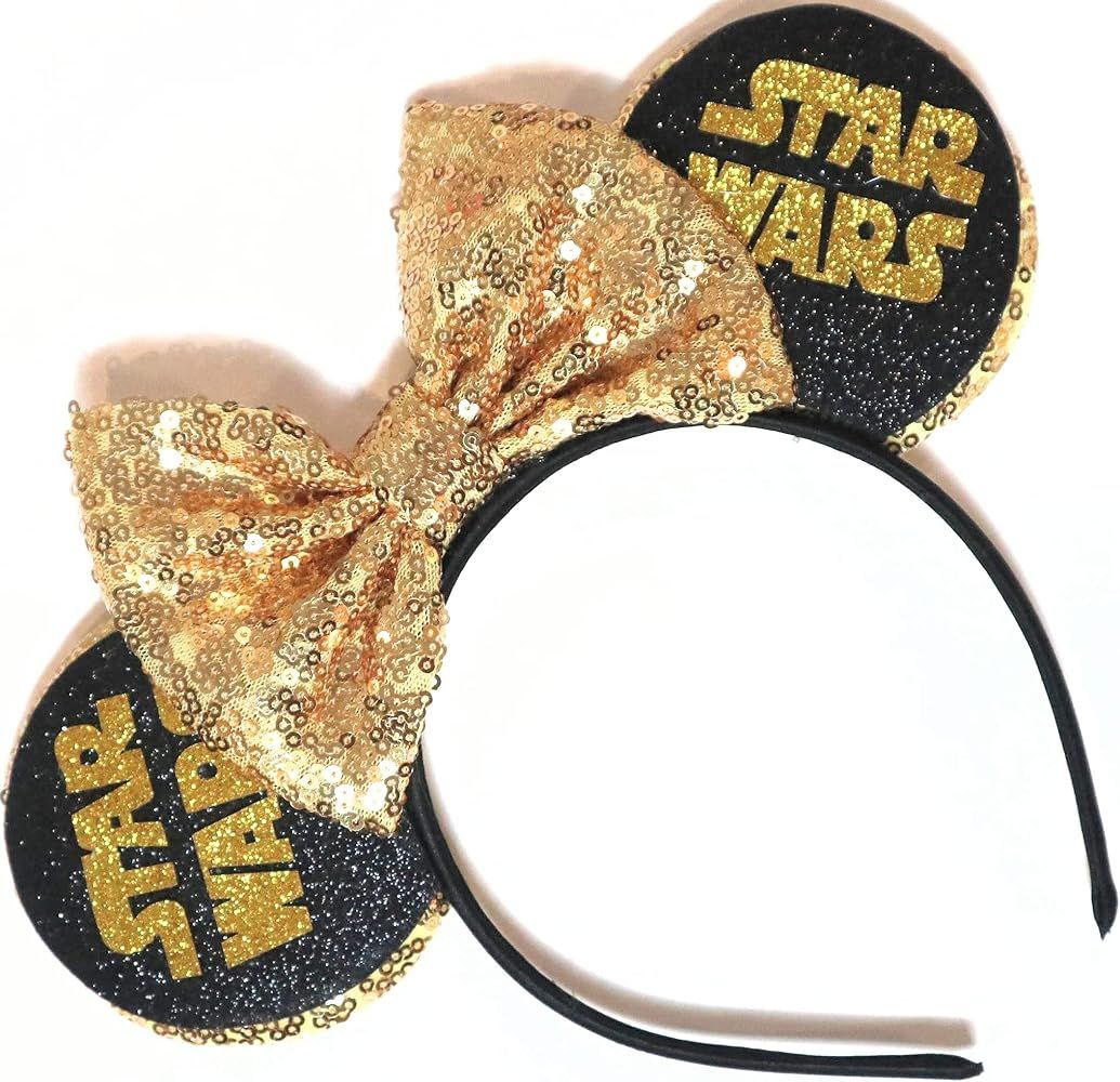 CLGIFT Star Wars Ears, Black Mouse Ears, Darth Vader, Mickey Mouse Ears (Gold Star Wars) | Amazon (US)