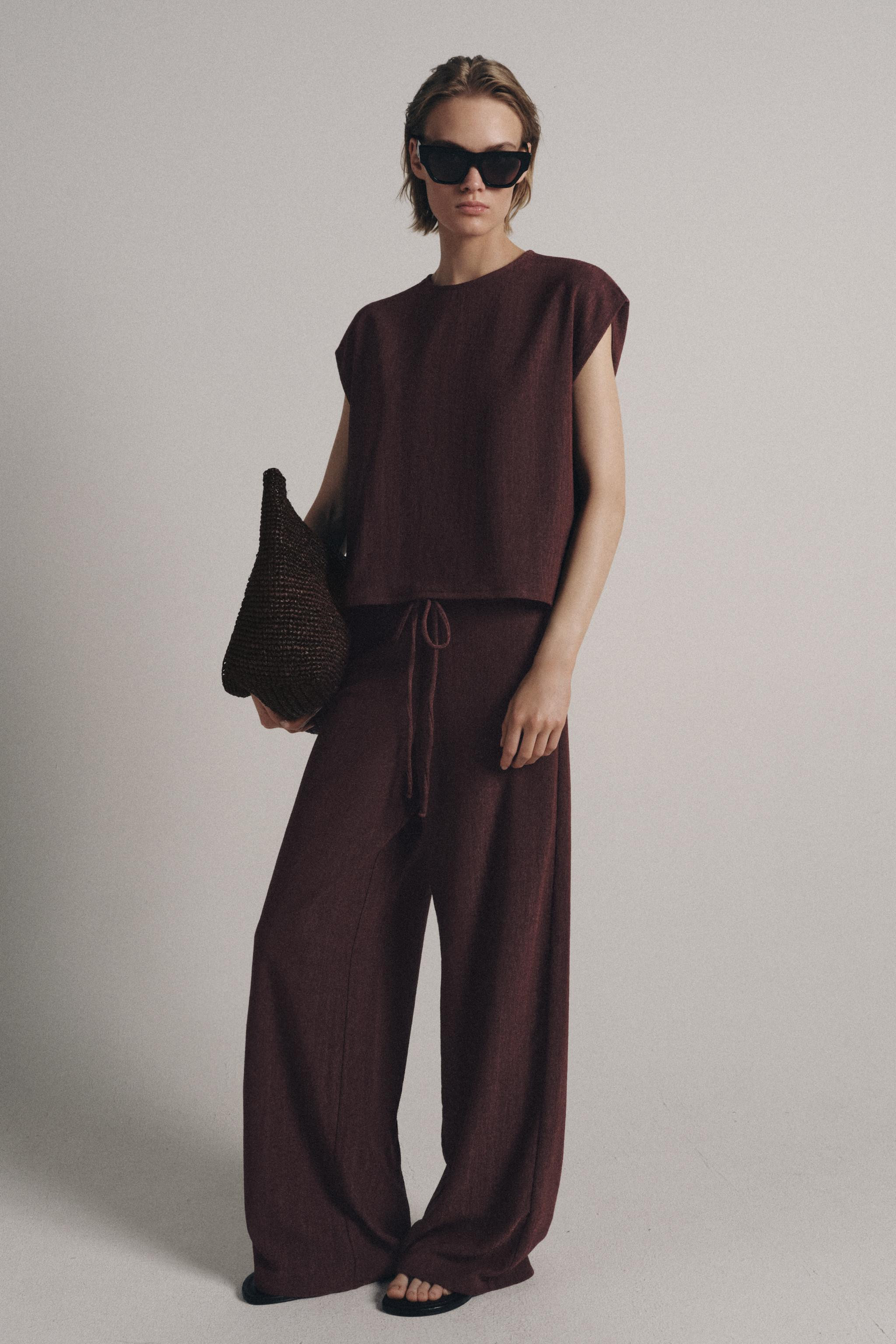 LINEN BLEND SAFARI SHIRT WITH TIES SET | Zara US