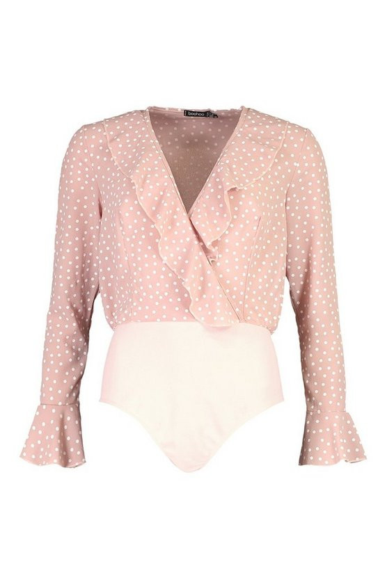 Polka Dot Frill Bodysuit | Boohoo.com (US & CA)