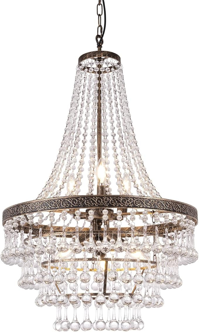 TOCHIC French Empire Crystal Chandelier Lighting Antique Bronze, 6-Light French Country Foyer Cha... | Amazon (US)