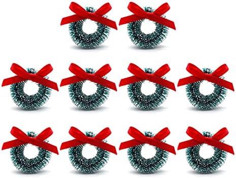 JANOU 10pcs Christmas Wreath Dollhouse Miniature Holiday Wreath with Bowknot 1:12 Dollhouse Acces... | Amazon (US)