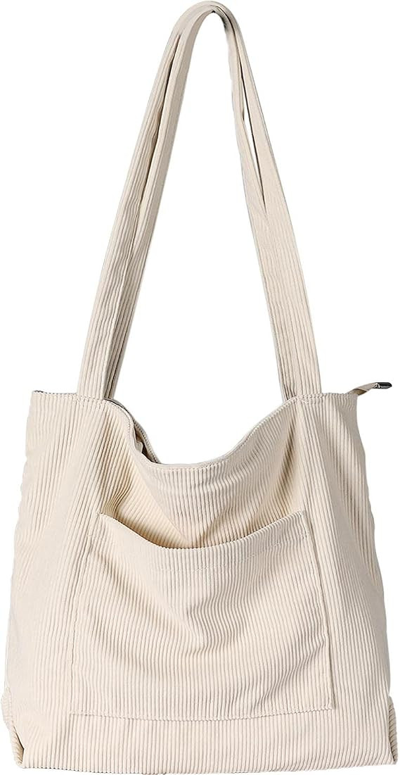 Women Corduroy Tote Bag, Large Shoulder Hobo Bags Casual Handbags Big Capacity Shopping Work Bag | Amazon (US)