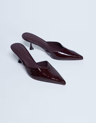 Topshop Ivette croc patent close toe mule in burgundy | ASOS (Global)