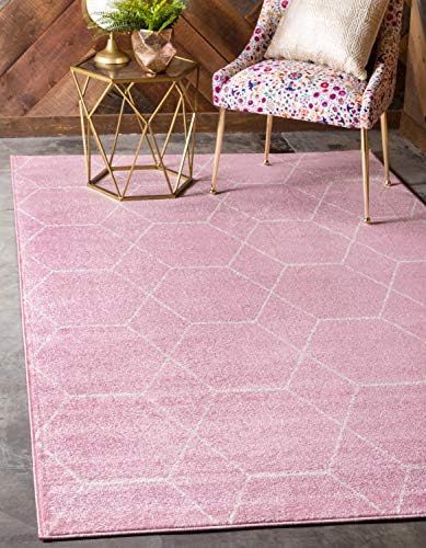 Unique Loom Trellis Frieze Collection Lattice Moroccan Geometric Modern Area Rug, 4 x 6 ft, Light... | Amazon (US)