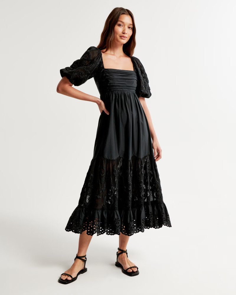 Emerson Eyelet Midi Dress | Abercrombie & Fitch (US)