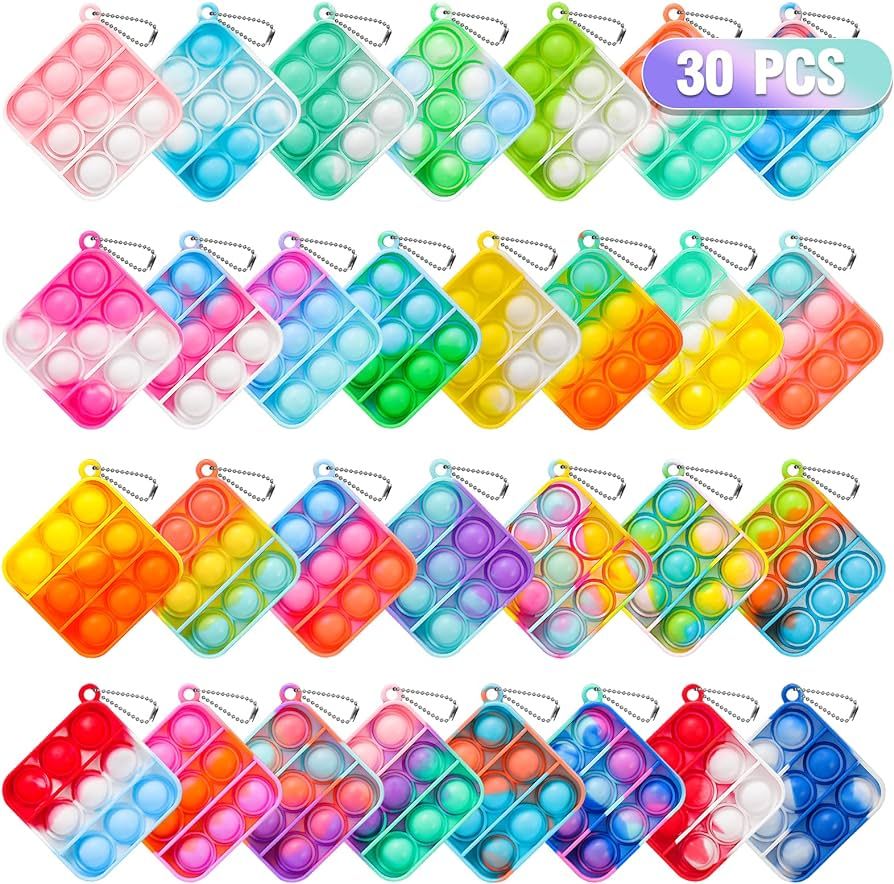 Amazon.com: Pop Fidget Toys Its Party Favors for Kids 4-8 8-12, 30 PCS Mini Pop Keychain It Fidge... | Amazon (US)