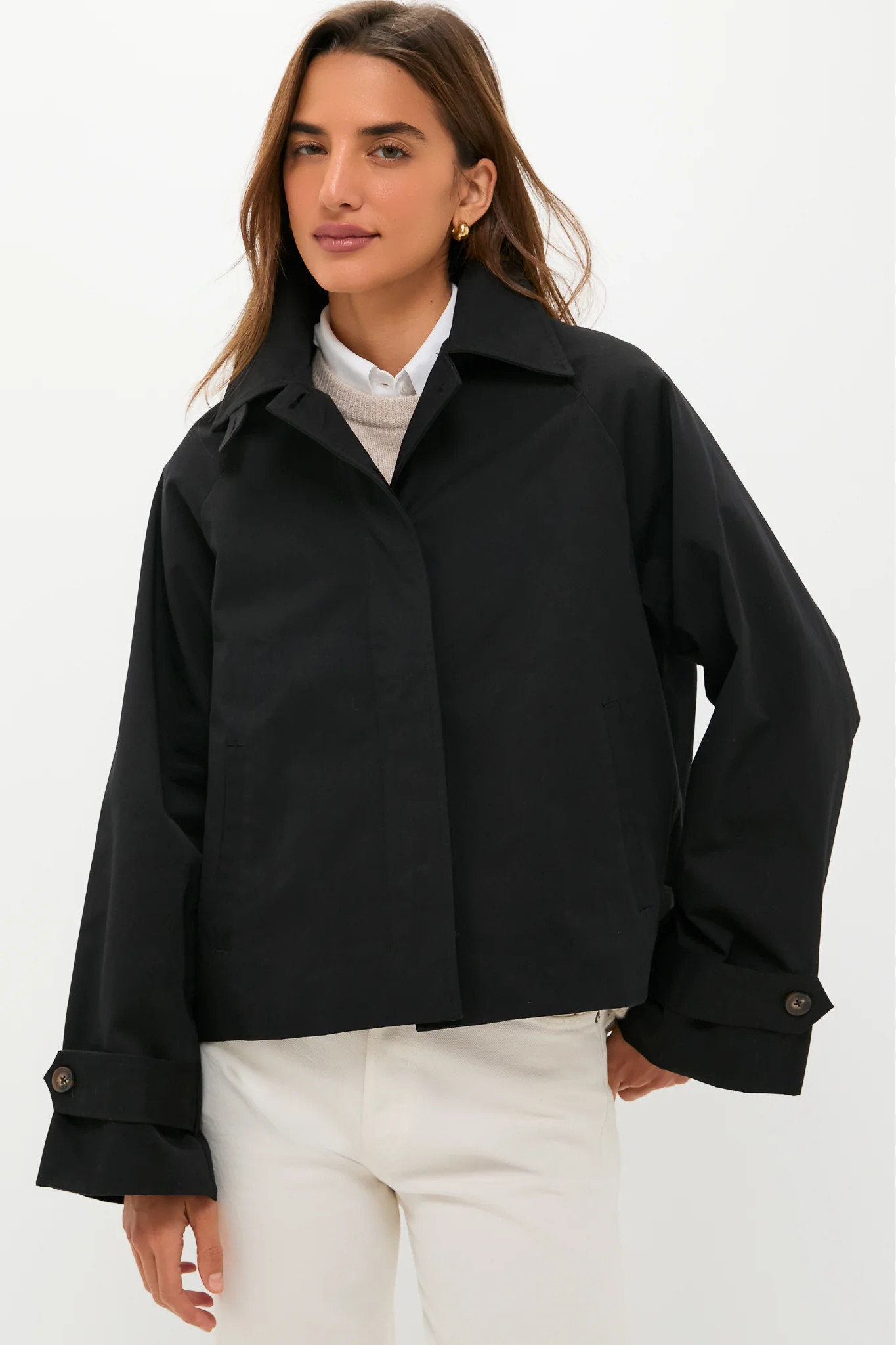 Black Drew Short Trench Coat | Tuckernuck (US)