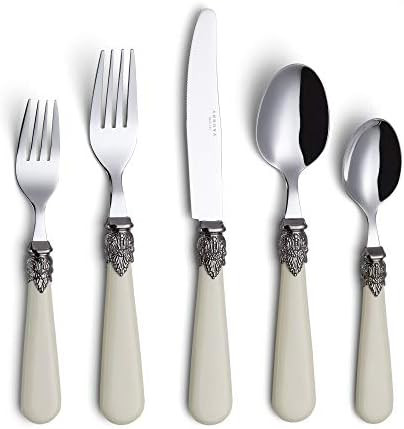 ANNOVA Flatware 20 Pieces Set/Stainless Steel Vintage Silverware/Cutlery Set, Ivory Color, Table ... | Amazon (US)