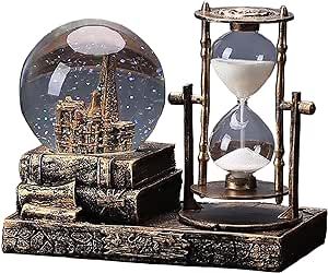 LED Music Crystal Snow Globe with Hourglass Timer Home Decoration for Living Room Bedroom Book Sh... | Amazon (US)