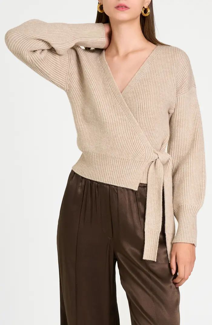 WAYF Terri Bouclé Rib Wrap Sweater | Nordstrom | Nordstrom