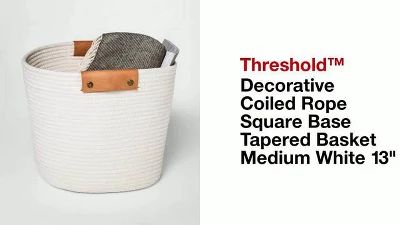 Decorative Coiled Rope Square Base Tapered Basket Medium White 13" - Threshold™ | Target