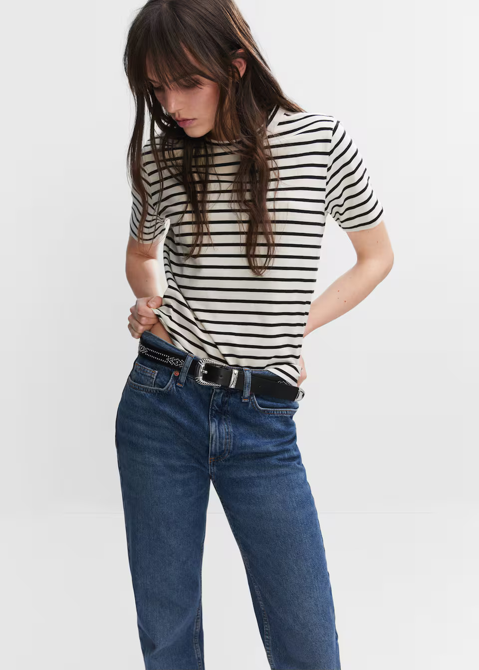 Striped cotton t-shirt -  Women | Mango USA | MANGO (US)