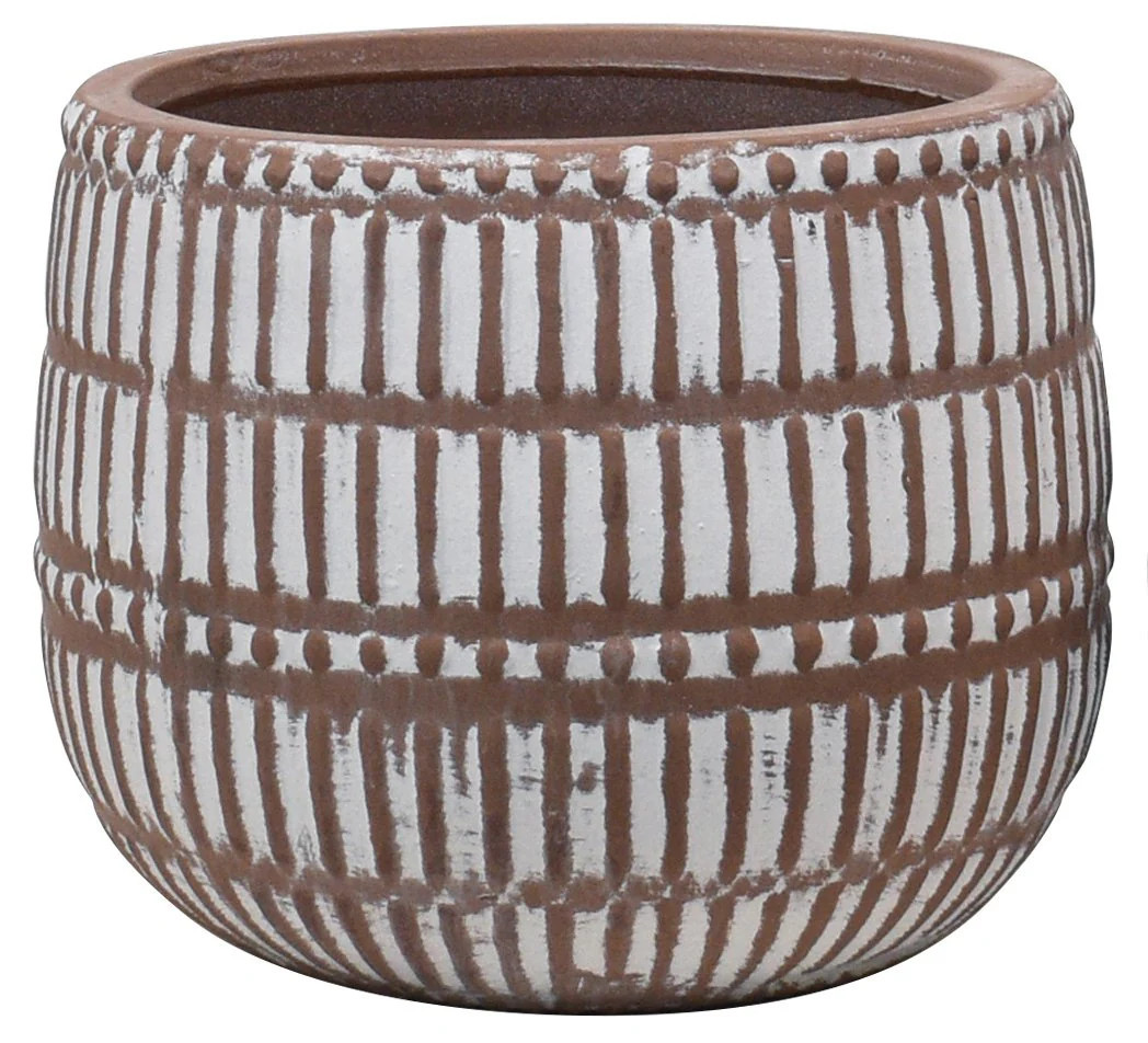 allen + roth Round 5.9-in W Small Brown Ceramic Indoor Planter With Drainage Holes | P7161G3S1 | Lowe's
