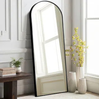 Arched Metal Mirror Full-length Floor Mirror with Standing - On Sale - Overstock - 34449582 | Bed Bath & Beyond