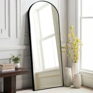 Arched Metal Mirror Full-length Floor Mirror with Standing - On Sale - Overstock - 34449582 | Bed Bath & Beyond