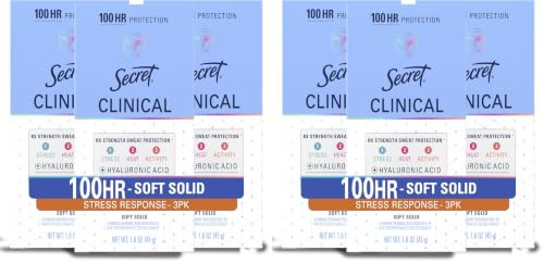 Secret Clinical Strength Antiperspirant Deodorant for Women,Stress Response,Stress & 72hr Sweat & Odor Protection,PH Balancing Minerals,Soft Solid,1.6 oz,(Pack of 6) | Amazon (US)