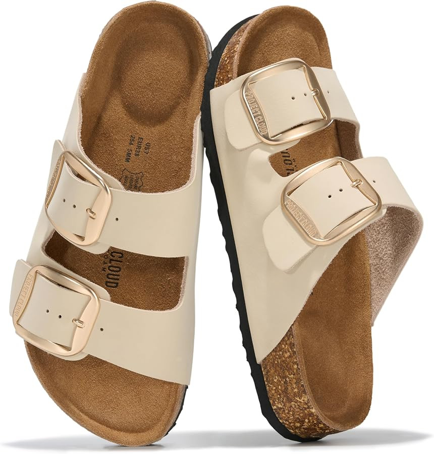 Project Cloud 100% Genuine Leather Footbed Sandals for Women 2026 Comfortable Beach Essentials Wo... | Amazon (US)