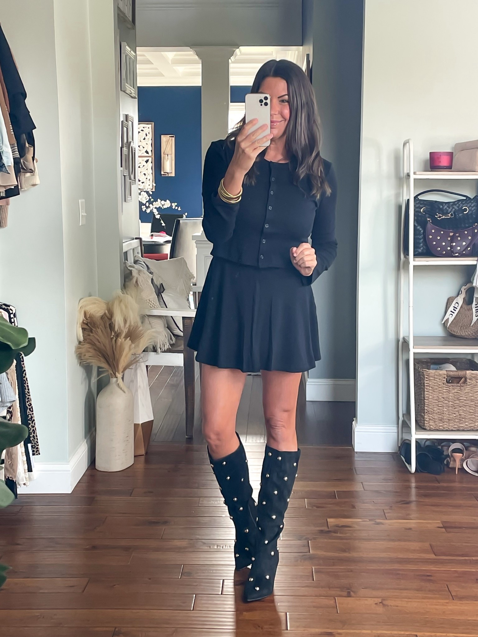 Two piece skort set with studded boots 

#LTKHoliday #LTKFindsUnder50 #LTKStyleTip