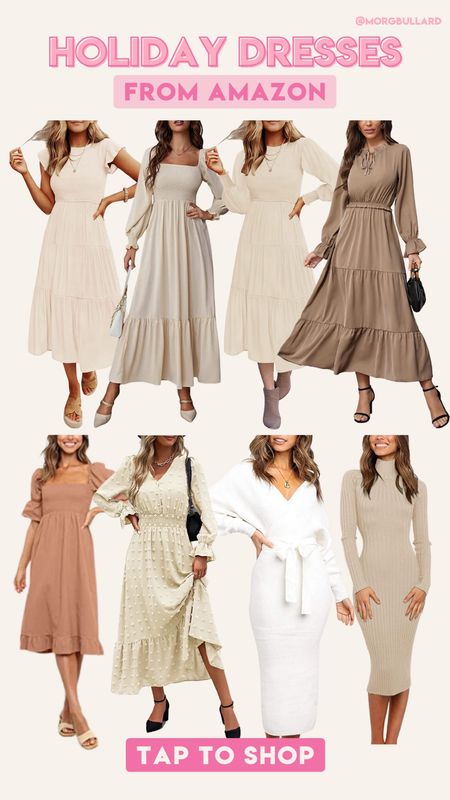 Holiday Dresses from Amazon | Holiday Dress | Christmas Dress | Thanksgiving Outfit | Amazon Dresses | Neutral Dresses | Neutral Holiday Dress 

#LTKstyletip #LTKSeasonal #LTKHoliday