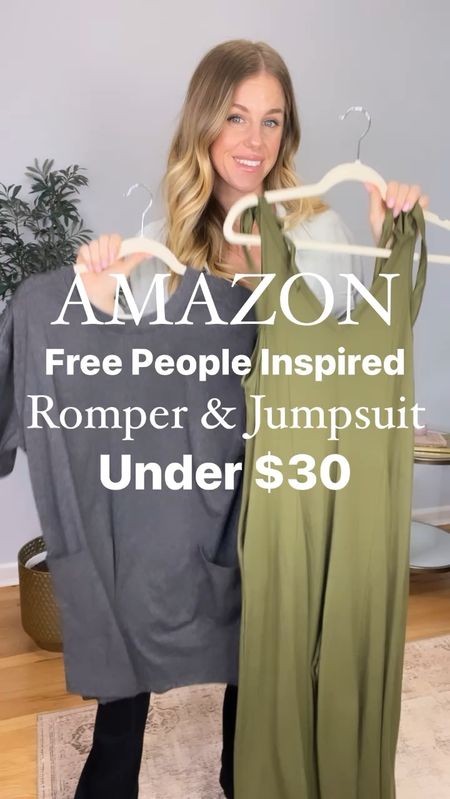 The cutest free people inspired jumpsuit and romper! Both are under $30 and available in 10+ colors! Wearing size small in both! 

#LTKSeasonal #LTKfindsunder100 #LTKfindsunder50
