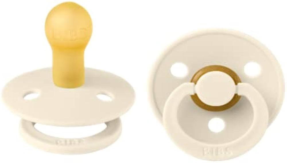 BIBS Pacifiers | Natural Rubber Baby Pacifier | Set of 2 BPA-Free Soothers | Made in Denmark | Iv... | Amazon (US)