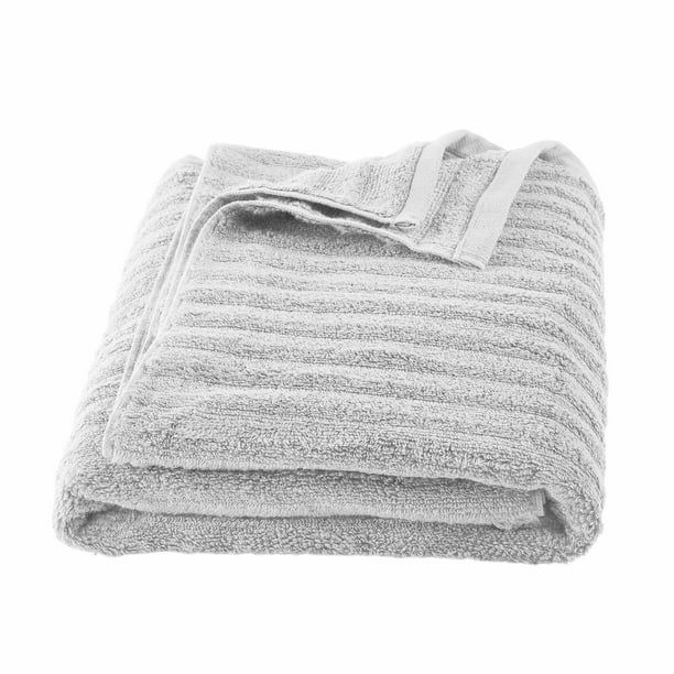 Mainstays Performance Textured Bath Towel, 54" x 30", Soft Silver | Walmart (US)