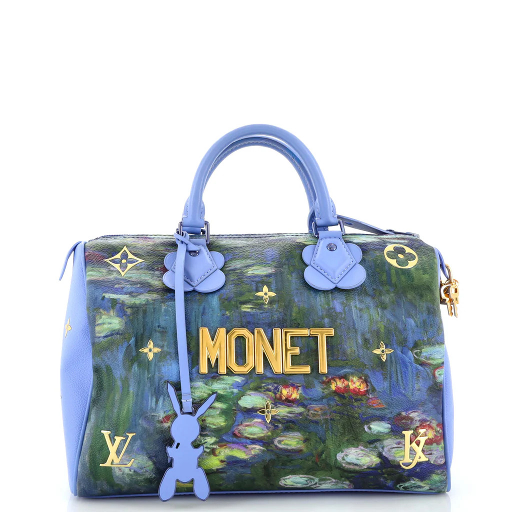 Louis Vuitton Speedy Handbag Limited Edition Jeff Koons Monet Print Canvas 30 Blue 2762662 | Rebag